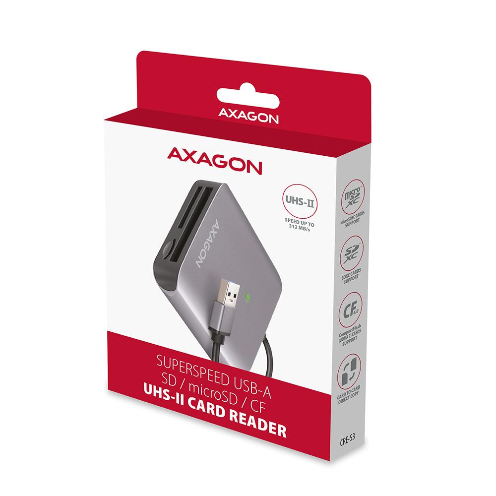 CARD READER USB3.2 3-SLOT/SD/MICROSD/CF CRE-S3 AXAGON
