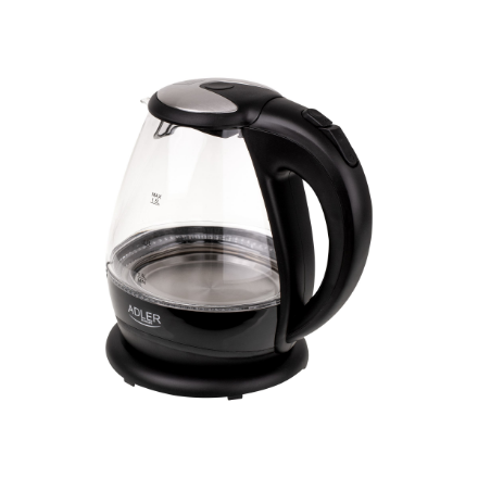Adler | Kettle | AD 1224 | Standard | 2000 W | 1.5 L | Glass | 360° rotational base | Black