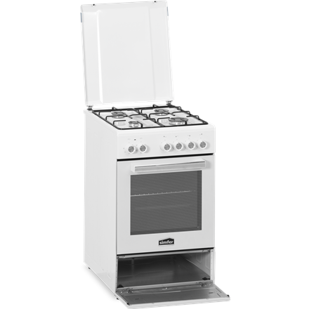 Simfer | Cooker | 5405SERBB | Hob type Gas | Oven type Electric | White | Width 50 cm | Depth 60 cm | Electronic ignitio