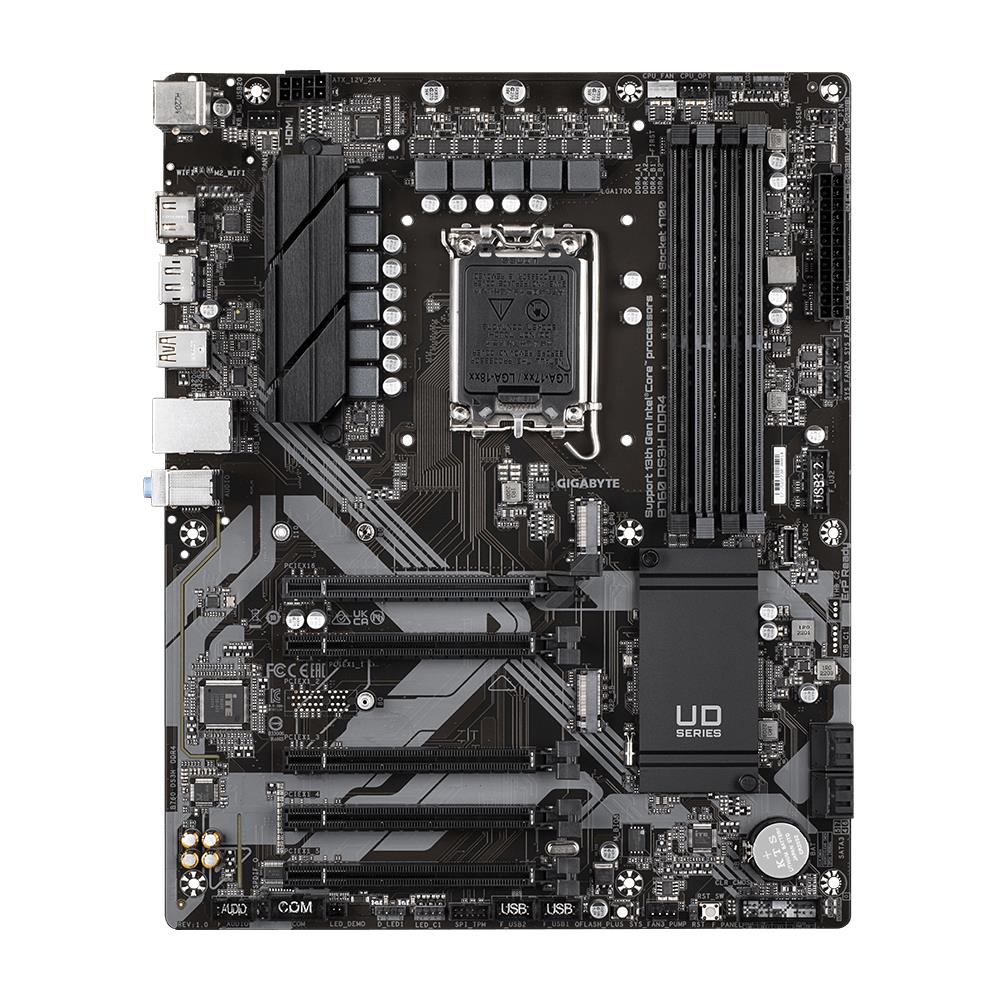 Mainboard GIGABYTE Intel B760 Express LGA1700 ATX Memory DDR4 Memory slots 4 4xPCI-Express 3.0 1x 1xPCI-Express 4.0 16x 2xM.2 1xHDMI 1xDisplayPort 4xUSB 2.0 1xUSB 3.2 1xUSB-C 1xPS/2 1xRJ45 3xAudio port B760DS3HDDR4