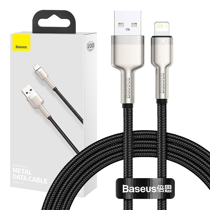 USB cable for Lightning Baseus Cafule, 2.4A, 1m (black) - Image 1