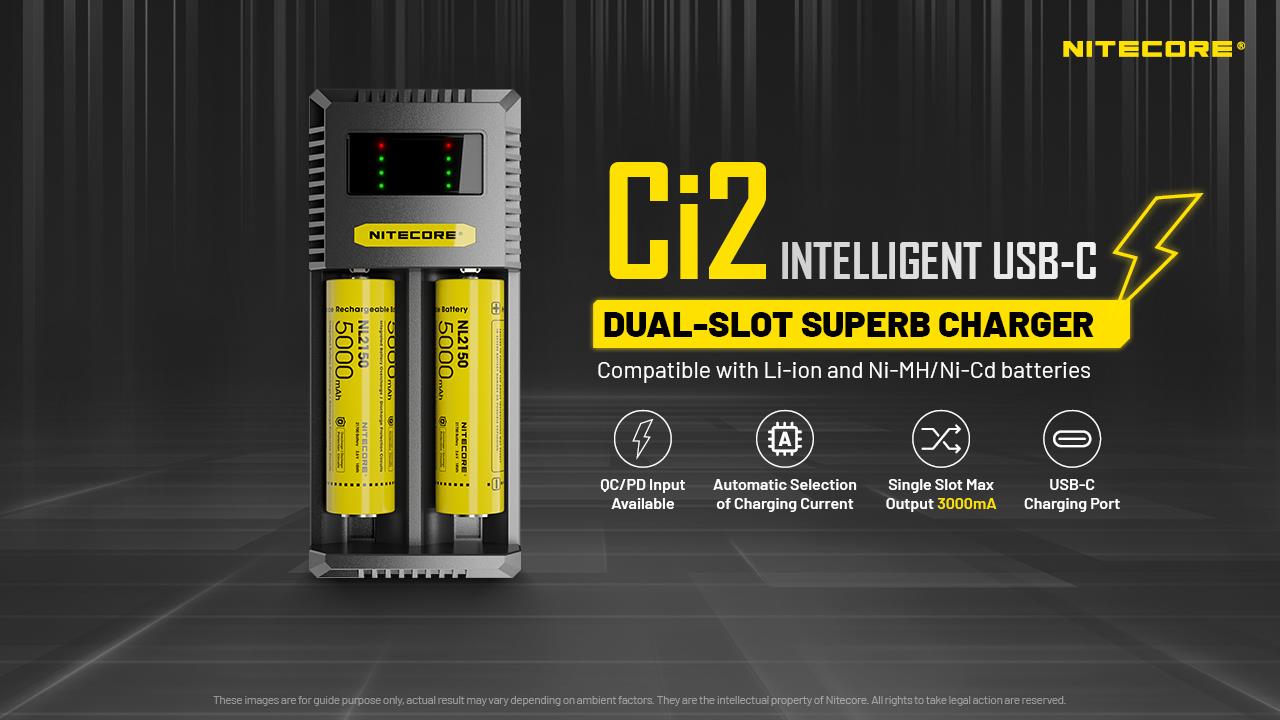 BATTERY CHARGER 2-SLOT/CI2 NITECORE