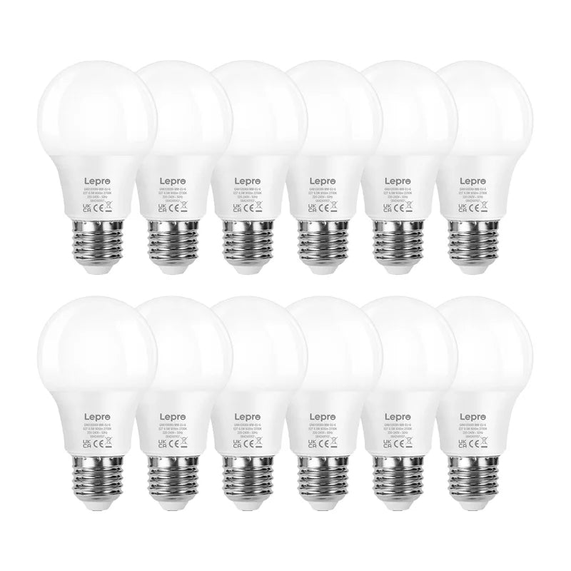 LEPRO 100089-WW-EU-12 LED Bulb, E27, A60, 8.5W (60W), 806 lm, 2700K (warm white), 180°, 12-pack - Image 1