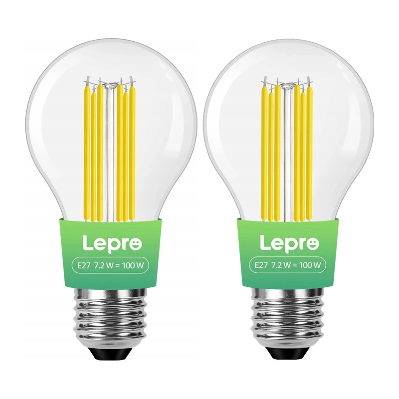 LEPRO 100094-WW-EU-2 E27 Filament LED Bulb, 7.2W (100W), 1521 lm, 2700K, Class A, 2-pack - Image 1