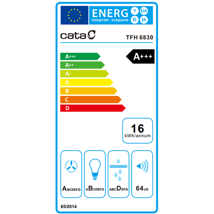CATA Hood | CAMPANA TFH 6830 GWH | Telescopic | Energy efficiency class A+++ | Width 60 cm | 795 m³/h | Touch control |