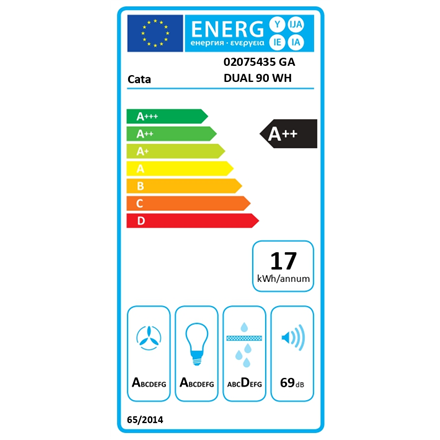 CATA GA DUAL 90 | Hood | Canopy | Energy efficiency class A++ | Width 90 cm | Touch sensitive | 805 m³/h | LED | Stainle