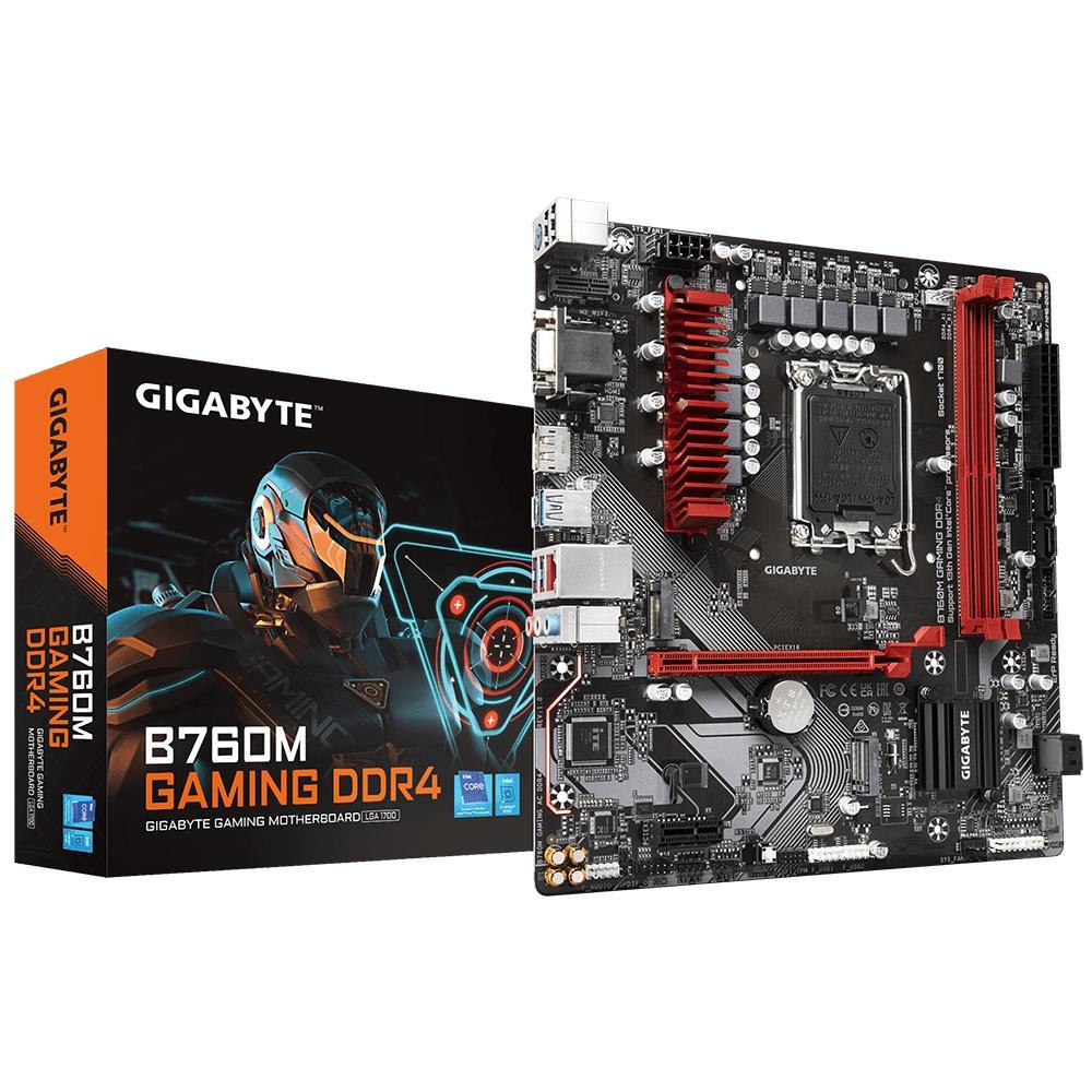 Mainboard GIGABYTE Intel B760 Express LGA1700 Micro-ATX Memory DDR4 Memory slots 2 1xPCI-Express 3.0 1x 1xPCI-Express 4.0 16x 2xM.2 1x15pin D-sub 1xHDMI 1xDisplayPort 2xAudio-In 1xAudio-Out 2xUSB 2.0 3xUSB 3.2 1xUSB-C 1xPS/2 1xRJ45 B760MGAMINGDDR41.1