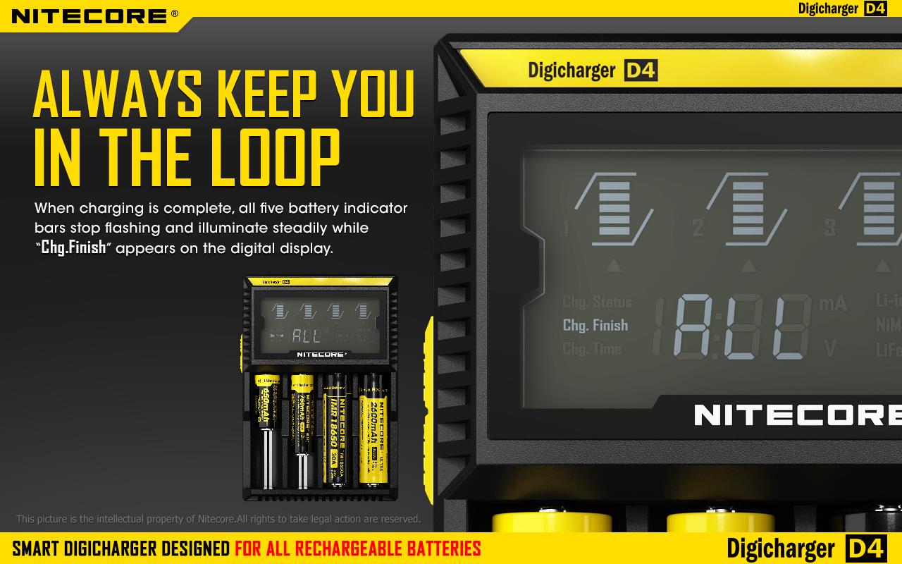 BATTERY CHARGER 4-SLOT/D4 EU NITECORE
