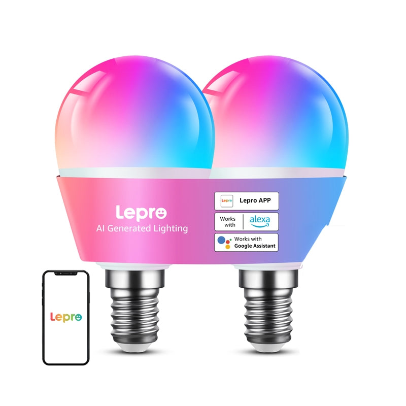 LEPRO BP1-2 E14 LED Bulb with Bluetooth and Wi-Fi, 470 lm, 2-pack - Image 2