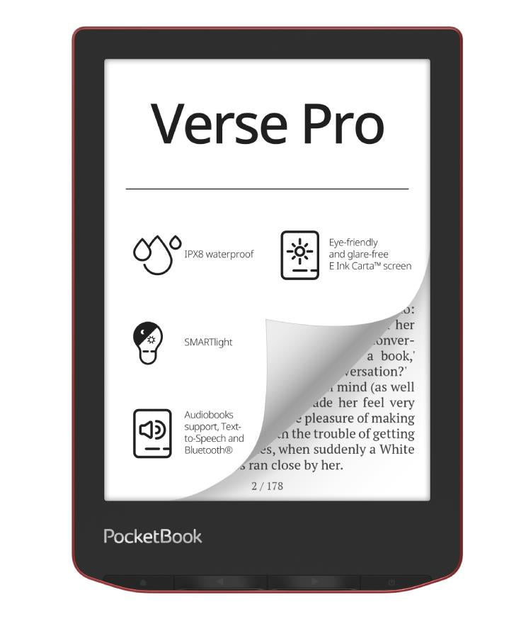 E-Reader POCKETBOOK Verse Pro 6" 1072x1448 1xUSB-C Wireless LAN Bluetooth Red PB634-3-WW