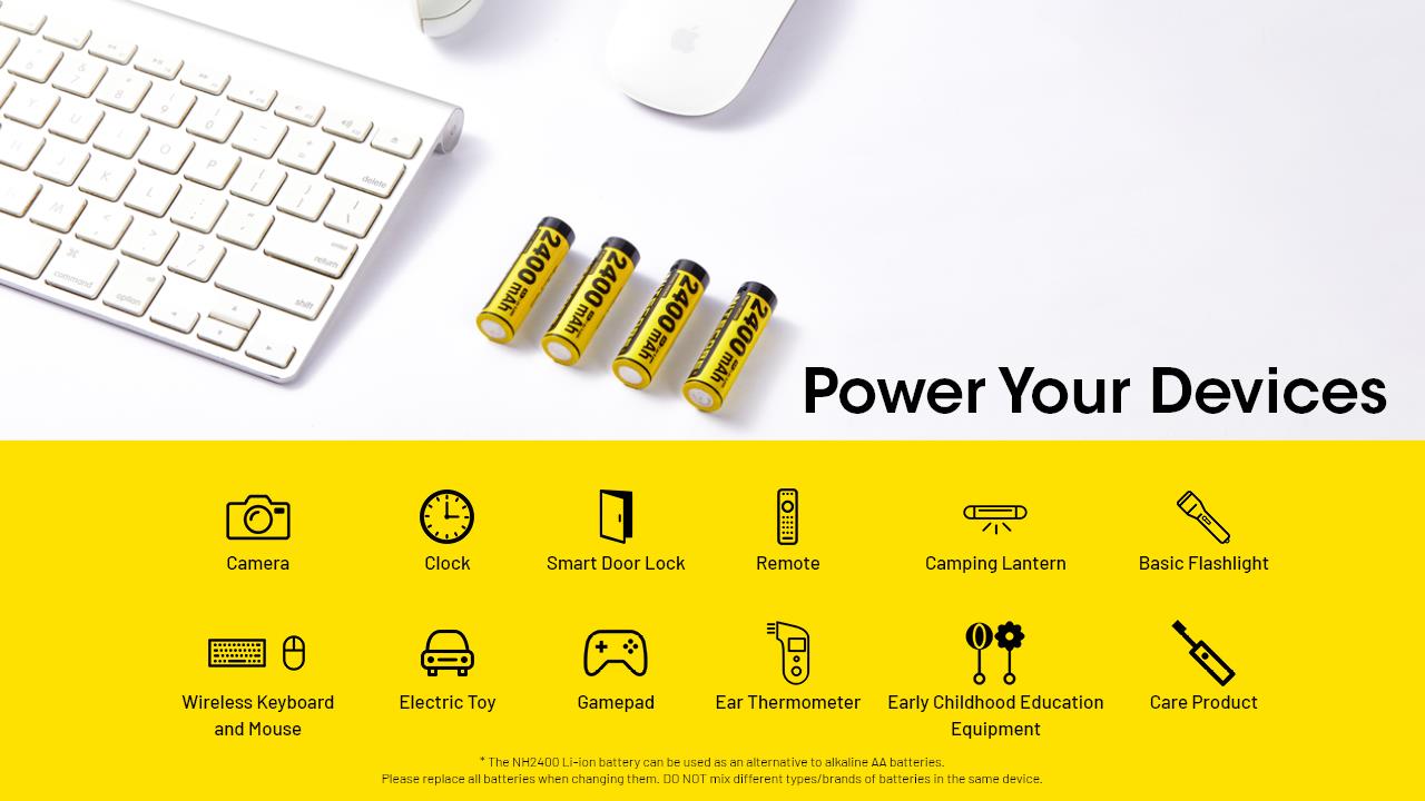 BATTERY RECH. LI-ION AA 1.5V/4PACK NH2400 NITECORE