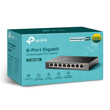 TP-LINK | Switch | TL-SG108E | Web managed | Wall mountable | Gigabit Ethernet (copper) ports quantity 8 | Power supply