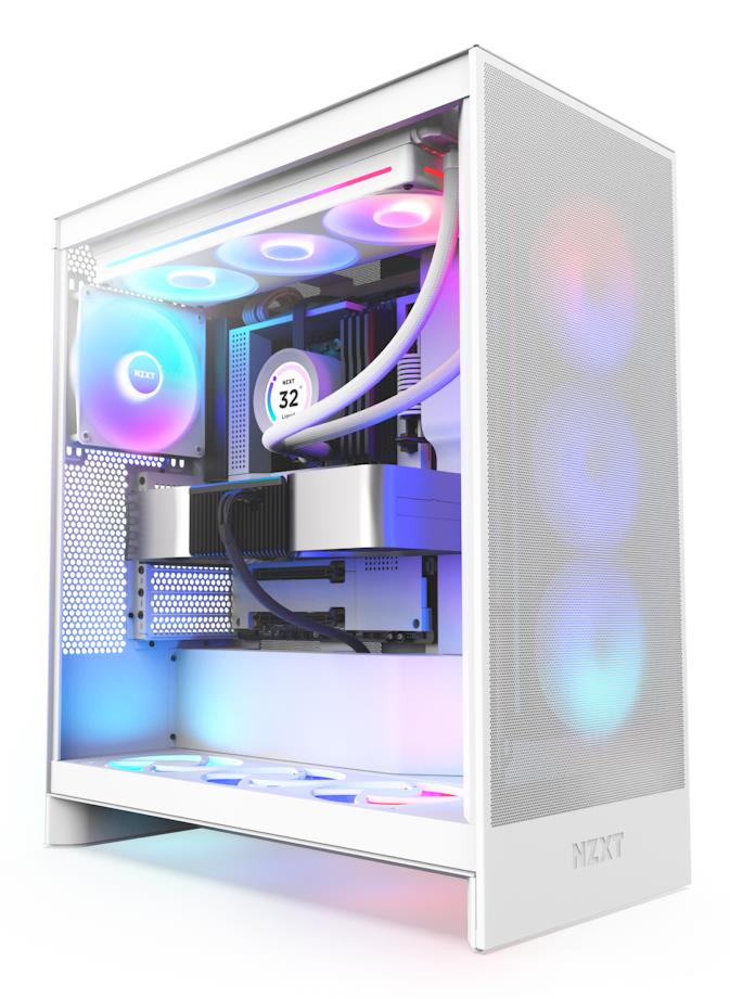 Case NZXT H7 Flow RGB MidiTower ATX EATX MicroATX MiniITX Colour White CM-H72FW-R1