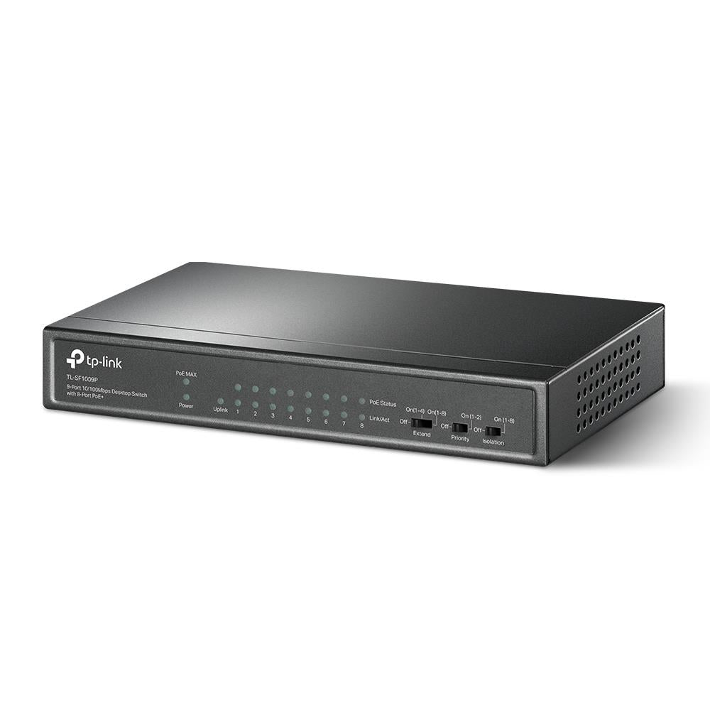 Switch TP-LINK Desktop/pedestal 9x10Base-T / 100Base-TX PoE+ ports 8 TL-SF1009P