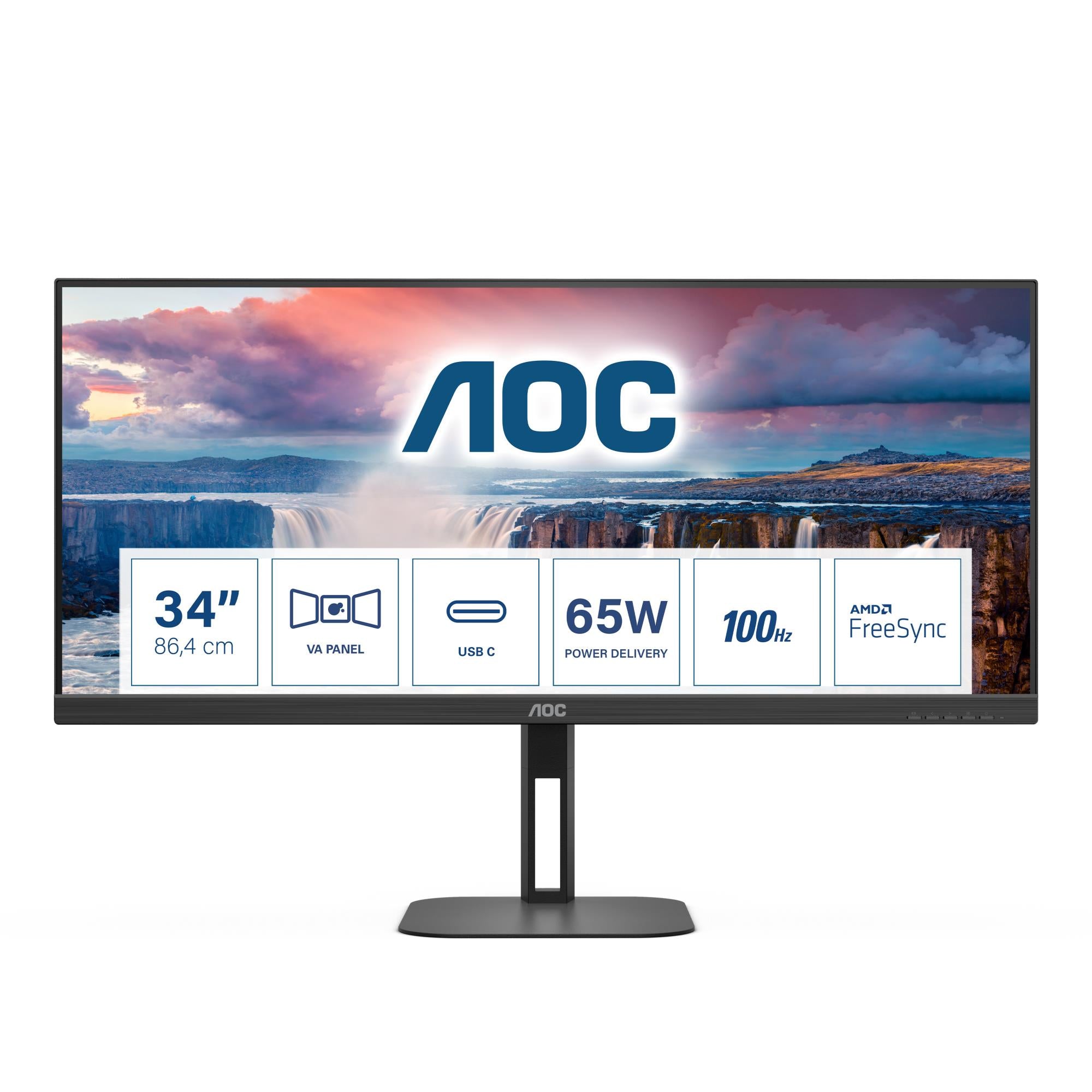 LCD Monitor AOC 34 " 3440 x 1440 pixels UltraWide Quad HD Native aspect ratio 21:9 LCD Flat U34V5C/BK