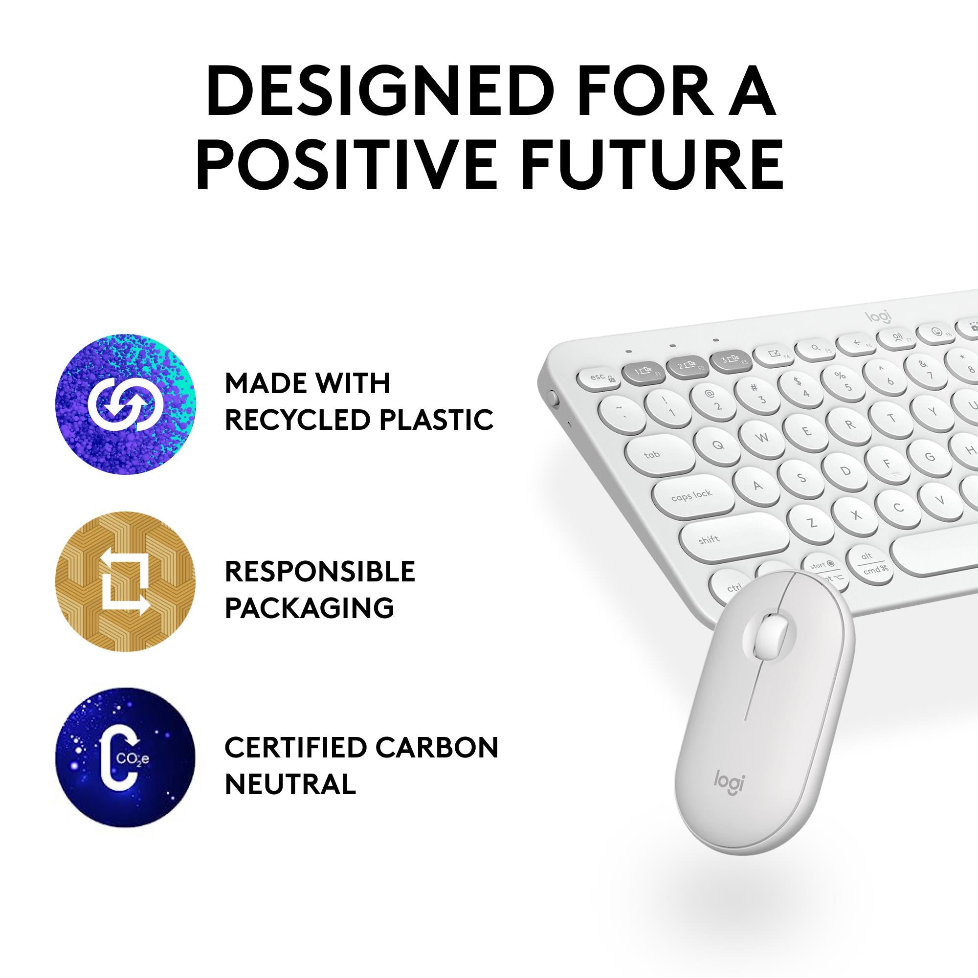 KEYBOARD +MOUSE COMBO PEBBLE 2/WHITE 920-012240 LOGITECH