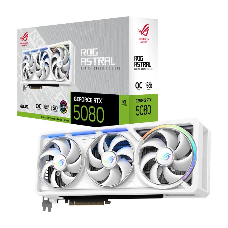 Graphics Card ASUS NVIDIA GeForce RTX 5080 16 GB GDDR7 256 bit Triple slot Fansink ROG-ASTRAL-RTX5080O16G-WH