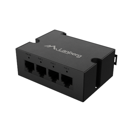Lanberg Switch PoE Extender 1xIn 3xOut Fast Ethernet Din Rail at 30W metal clips | DIN-FE4-AT-30W