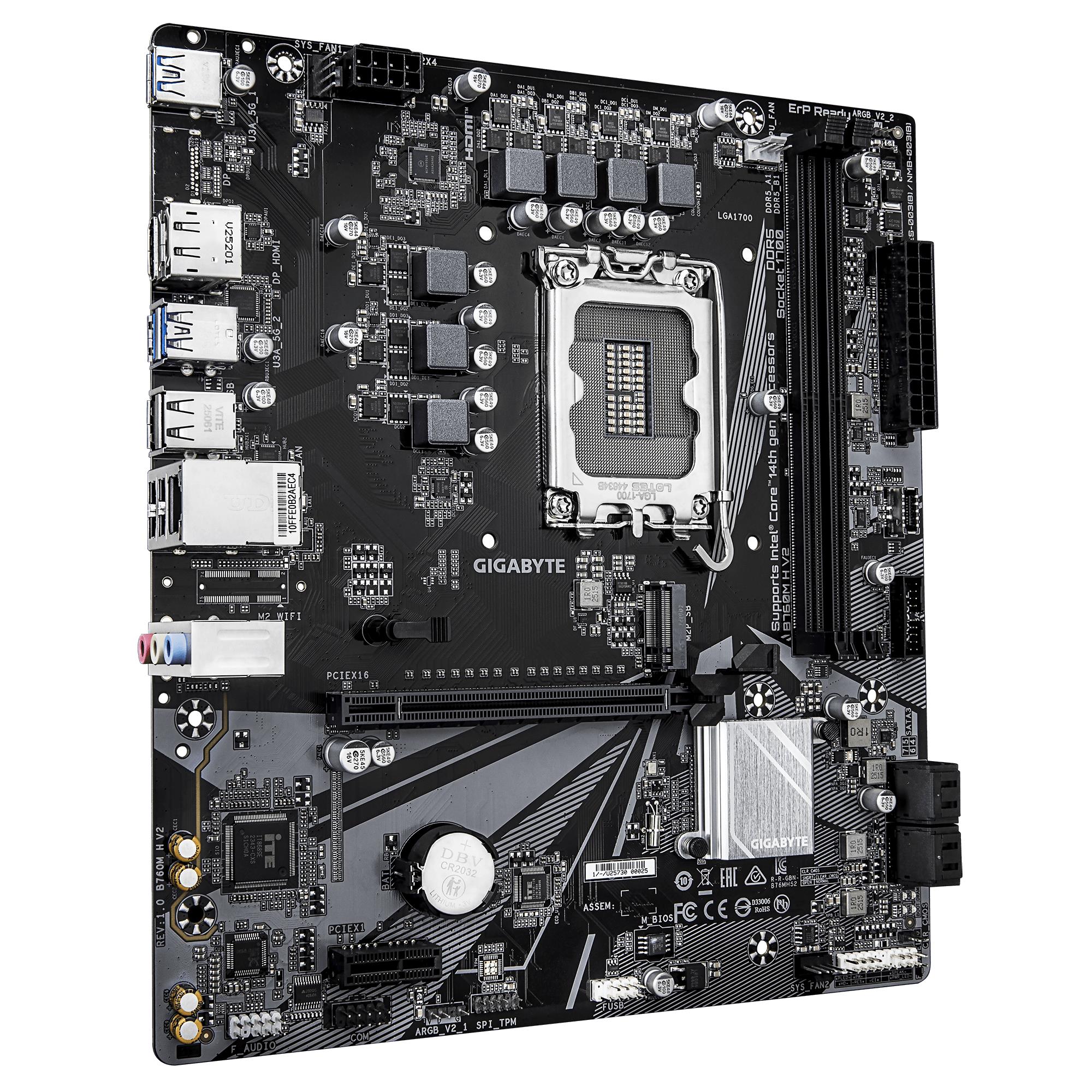 Mainboard GIGABYTE Intel B760 Express LGA1700 Micro-ATX Memory DDR5 Memory slots 2 B760MHV21.0
