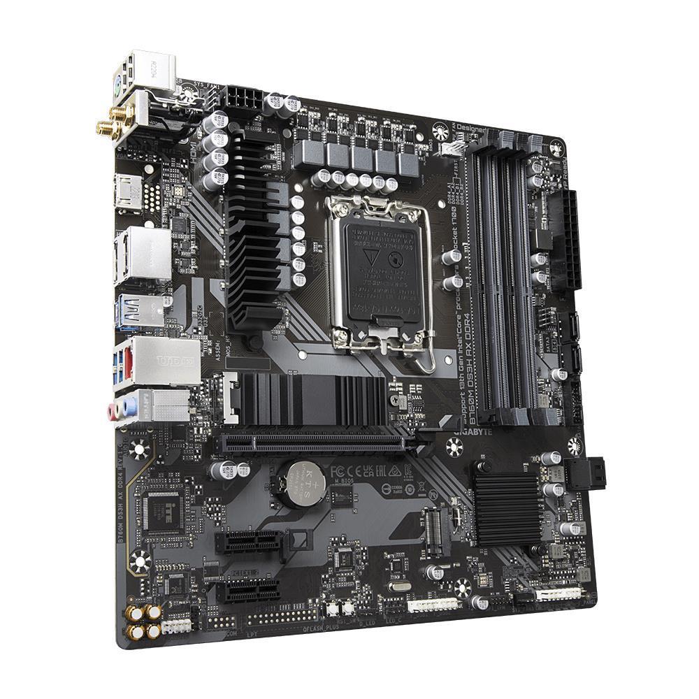 Mainboard GIGABYTE Intel B760 Express LGA1700 Micro-ATX Memory DDR4 Memory slots 4 2xPCI-Express 3.0 1x 1xPCI-Express 4.0 16x 2xM.2 1xHDMI 2xDisplayPort 2xAudio-In 1xAudio-Out 2xUSB 2.0 3xUSB 3.2 1xUSB-C 1xPS/2 1xRJ45 2xRF-Out B760MDS3HAXDDR41.2