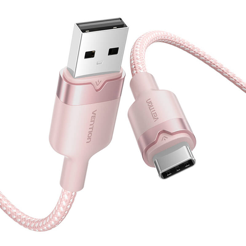 USB 2.0 A to USB-C 3A cable Vention CTNPH 2M (pink) - Image 2