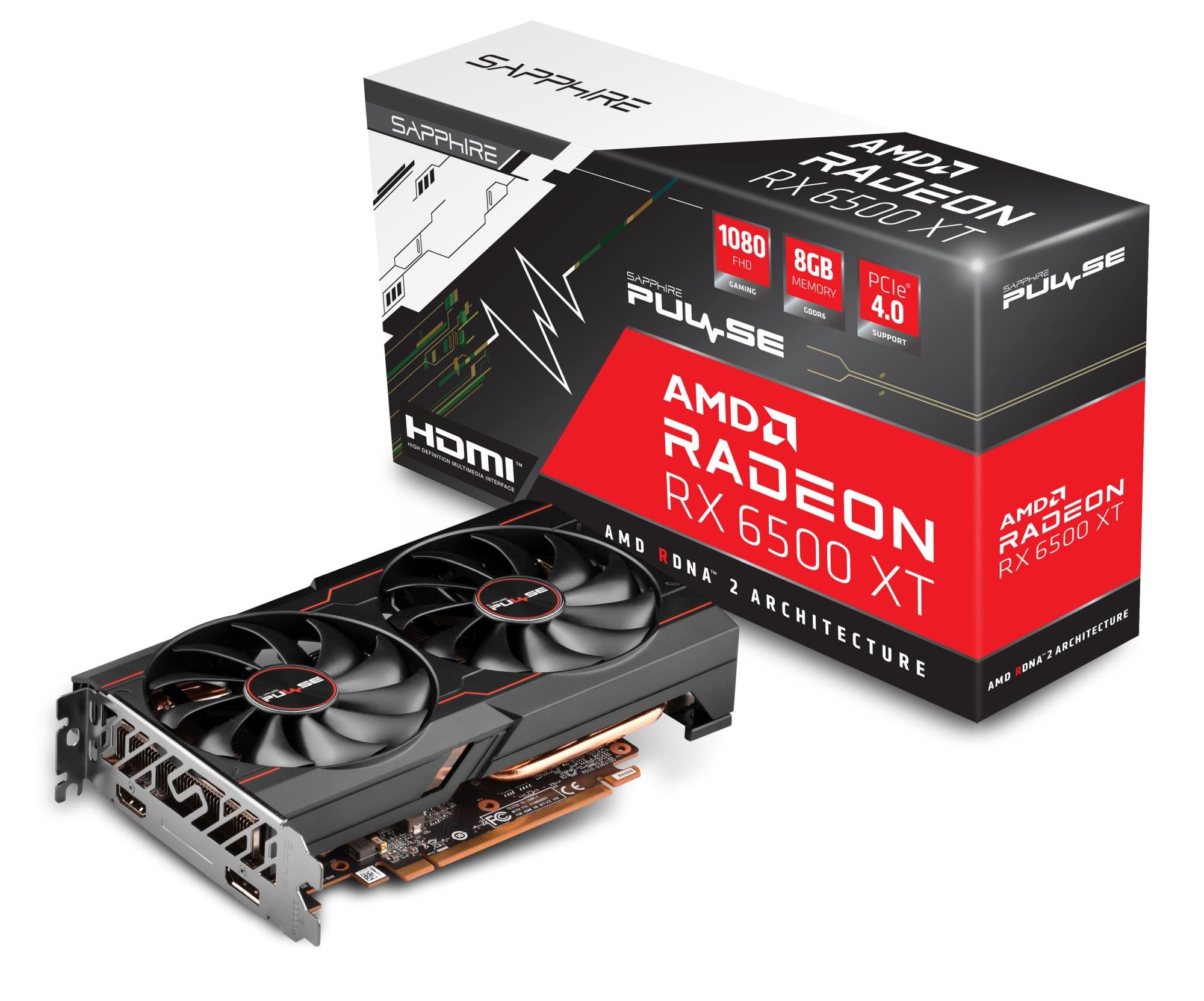 Graphics Card SAPPHIRE AMD Radeon RX 6500 XT 8 GB GDDR6 PCIE 4.0 4x Dual Slot Fansink 1xHDMI 1xDisplayPort 11314-08-20G