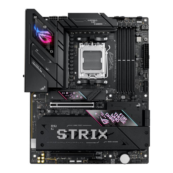 Mainboard ASUS AMD B850 SAM5 ATX Memory DDR5 Memory slots 4 1xPCI-Express 4.0 16x 1xPCI-Express 5.0 16x 5xM.2 1xHDMI 1xDisplayPort 6xUSB 2.0 6xUSB 3.0 3xUSB-C 1xOptical S/PDIF 1xRJ45 2xAudio port STRIXB850-EGAMINGWIFI