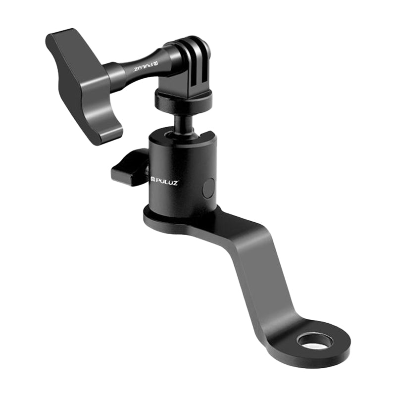 PULUZ Aluminum Motorcycle Mirror Camera Mount (Black) - Image 1