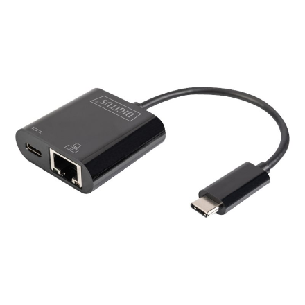 Digitus | USB-Type-C Gigabit Ethernet Adapter + PD with power delivery function | DN-3027 | Black | USB-C port to a Giga