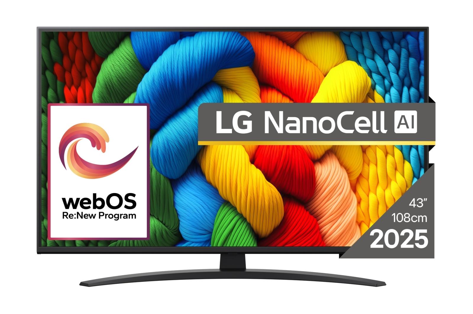 TV Set LG 43" 4K/Smart 3840x2160 Wireless LAN Bluetooth webOS Black 43NANO81A3A