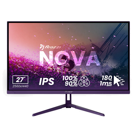 Arozzi | Nova | 27 " | IPS | QHD | 16:9 | 180 Hz | 1 ms | 2560 x 1440 pixels | 350 cd/m² | HDMI ports quantity 2 | Purpl