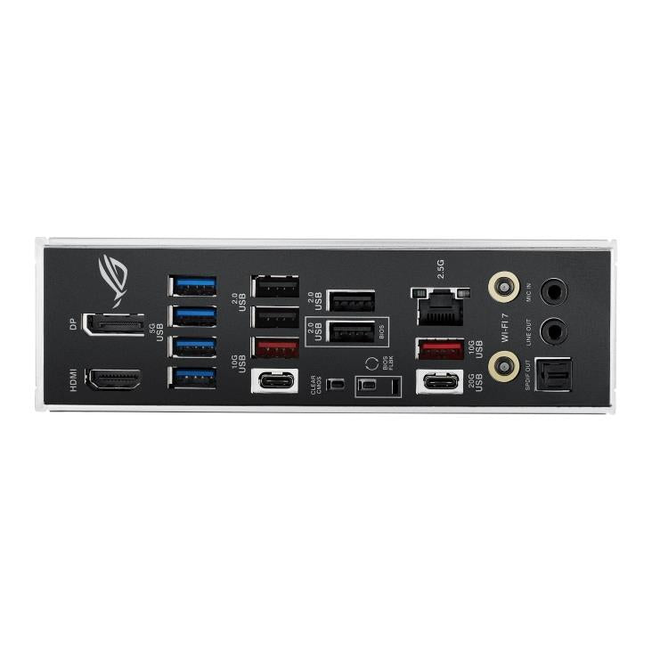 Mainboard ASUS AMD B850 SAM5 ATX Memory DDR5 Memory slots 4 1xPCI-Express 4.0 16x 1xPCI-Express 5.0 16x 4xM.2 1xHDMI 1xDisplayPort 12xUSB 2.0 3xUSB-C 1xUSB-C w/Thunderbolt 1xOptical S/PDIF 1xRJ45 2xAudio port STRIXB850-FGAMINGWIFI