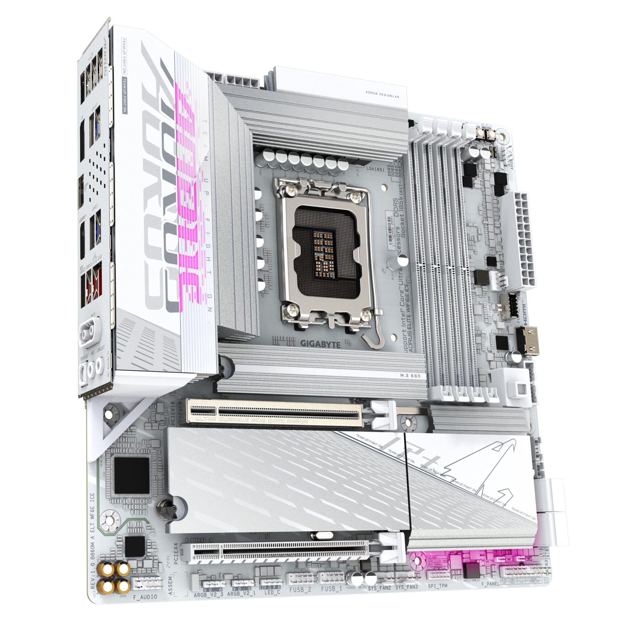 Mainboard GIGABYTE Intel B860 Express LGA1851 Micro-ATX Memory DDR5 1xPCI-Express 16x 3xM.2 1xHDMI 1xDisplayPort 4xUSB 2.0 6xUSB 3.2 1xUSB-C 1xOptical S/PDIF 1xRJ45 2xAudio port B860MAELTWF6EICE1.0