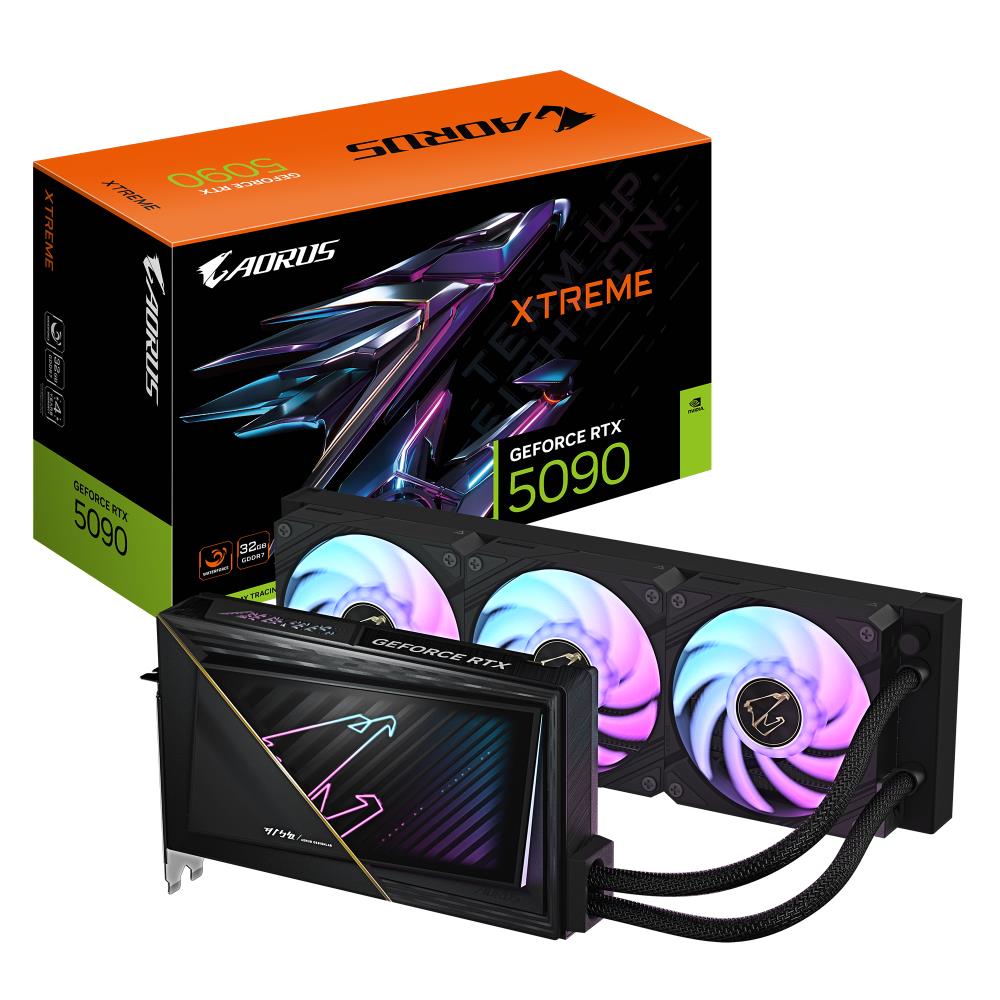 Graphics Card GIGABYTE NVIDIA GeForce RTX 5090 32 GB GDDR7 512 bit PCIE 5.0 16x GPU 2655 MHz Water cooling 1xHDMI 3xDisplayPort GV-N5090AORUSXW-32GD1.0