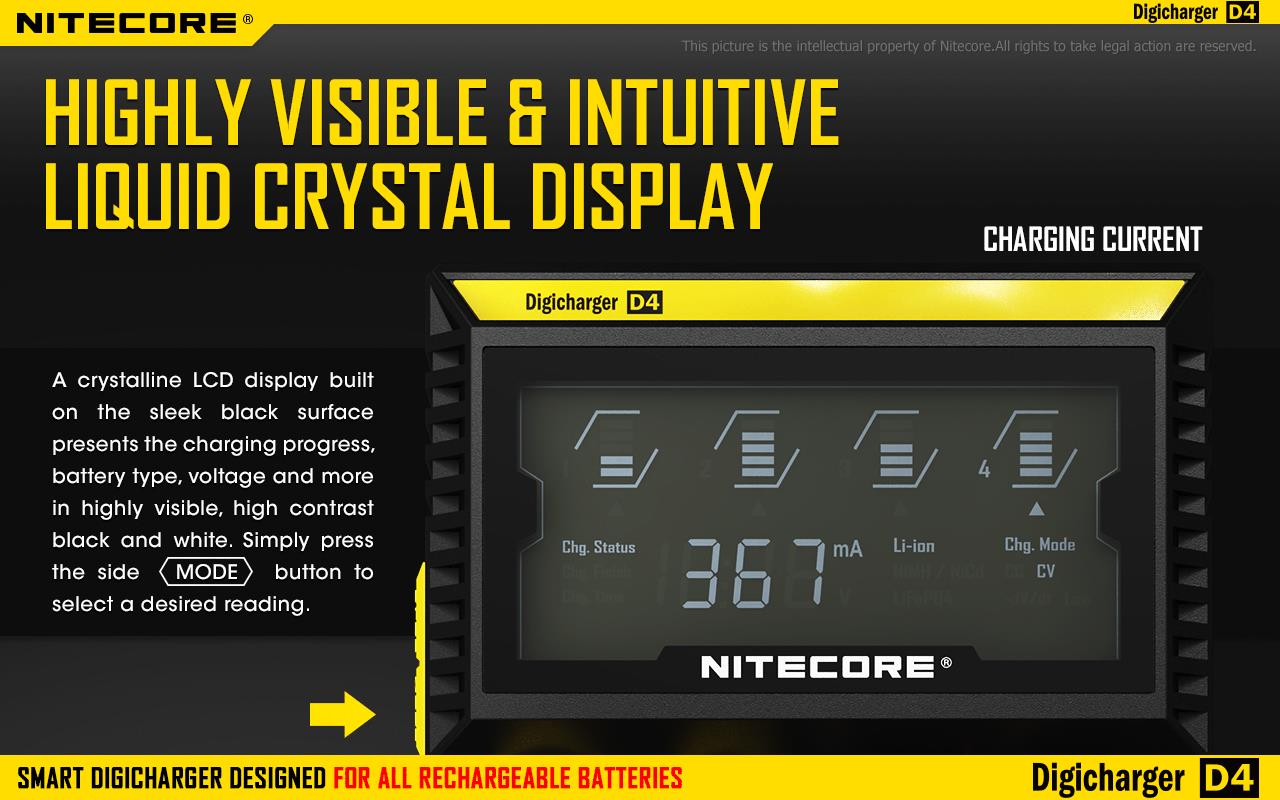 BATTERY CHARGER 4-SLOT/D4 EU NITECORE