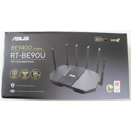SALE OUT. Asus RT-BE90U Tri-band WiFi 7 Router, EU+UK | Asus BE9400 Tri-band WiFi 7 AiMesh Extendable Router | RT-BE90U 