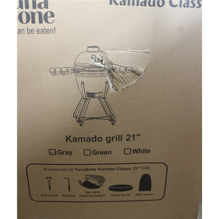 SALE OUT. TunaBone | Kamado classic 21" grill | Dark grey | DAMAGED PACKAGING AND DAMAGED BODY PAINT