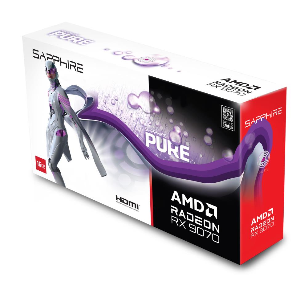 Graphics Card SAPPHIRE AMD Radeon RX 9070 16 GB GDDR6 256 bit PCIE 5.0 16x Triple slot Fansink 2xHDMI 2xDisplayPort 11349-02-20G