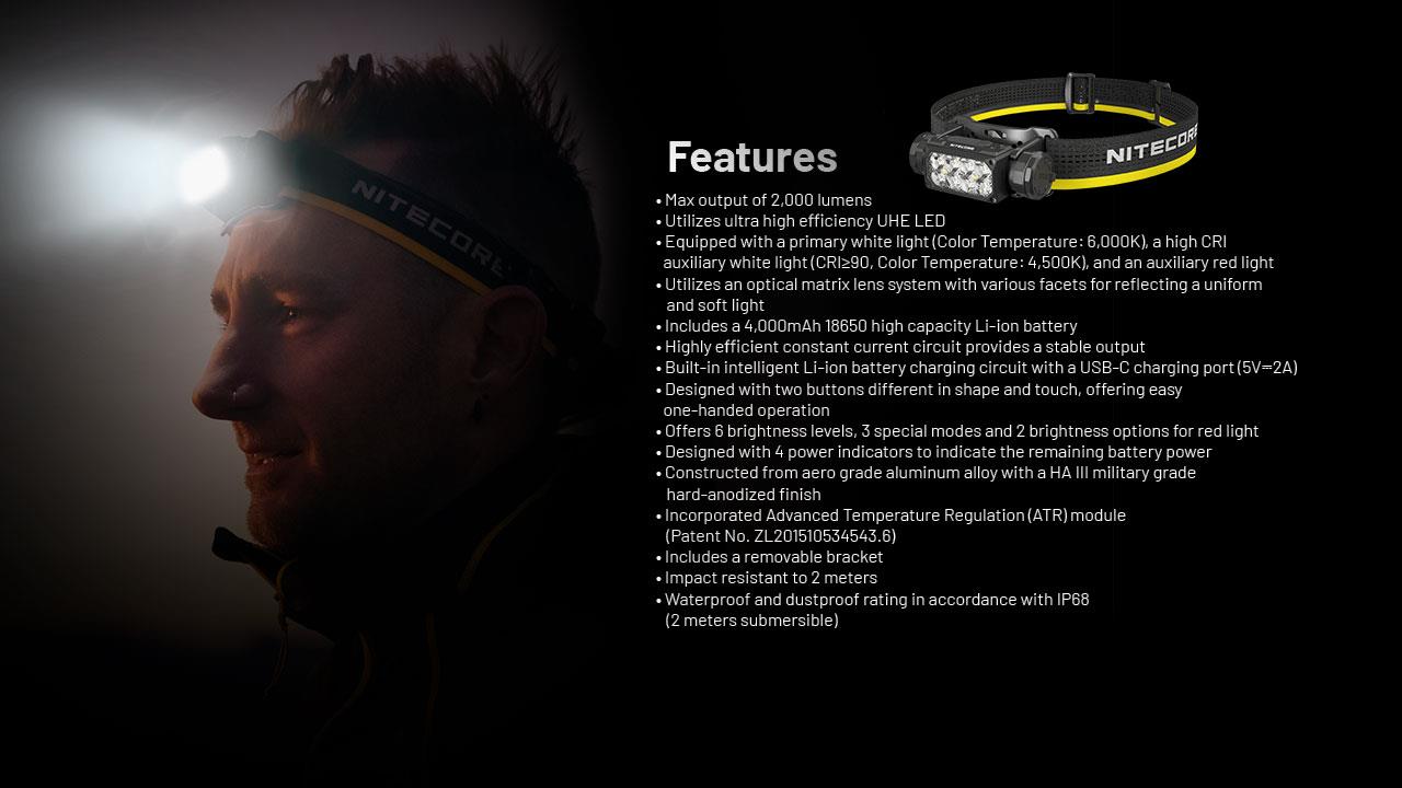 HEADLAMP H SERIES 2000 LUMENS/HC65 UHE NITECORE