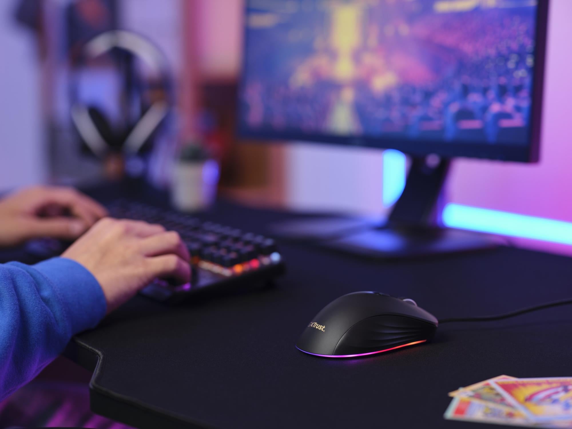 MOUSE USB OPTICAL GAMING/GXT924 YBAR+ BLACK 24890 TRUST