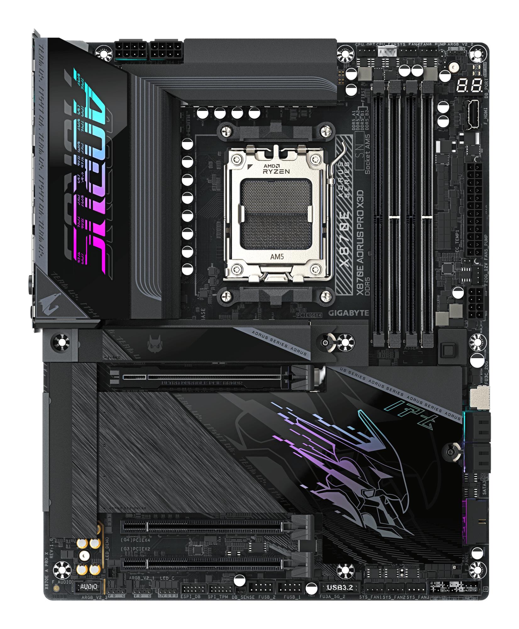 Mainboard GIGABYTE AMD X870E Socket AM5 ATX RAM DDR5-SDRAM 4xSlots Wi-Fi Yes Bluetooth Yes 4xNumber of M.2 (M) slots X870EAPROX