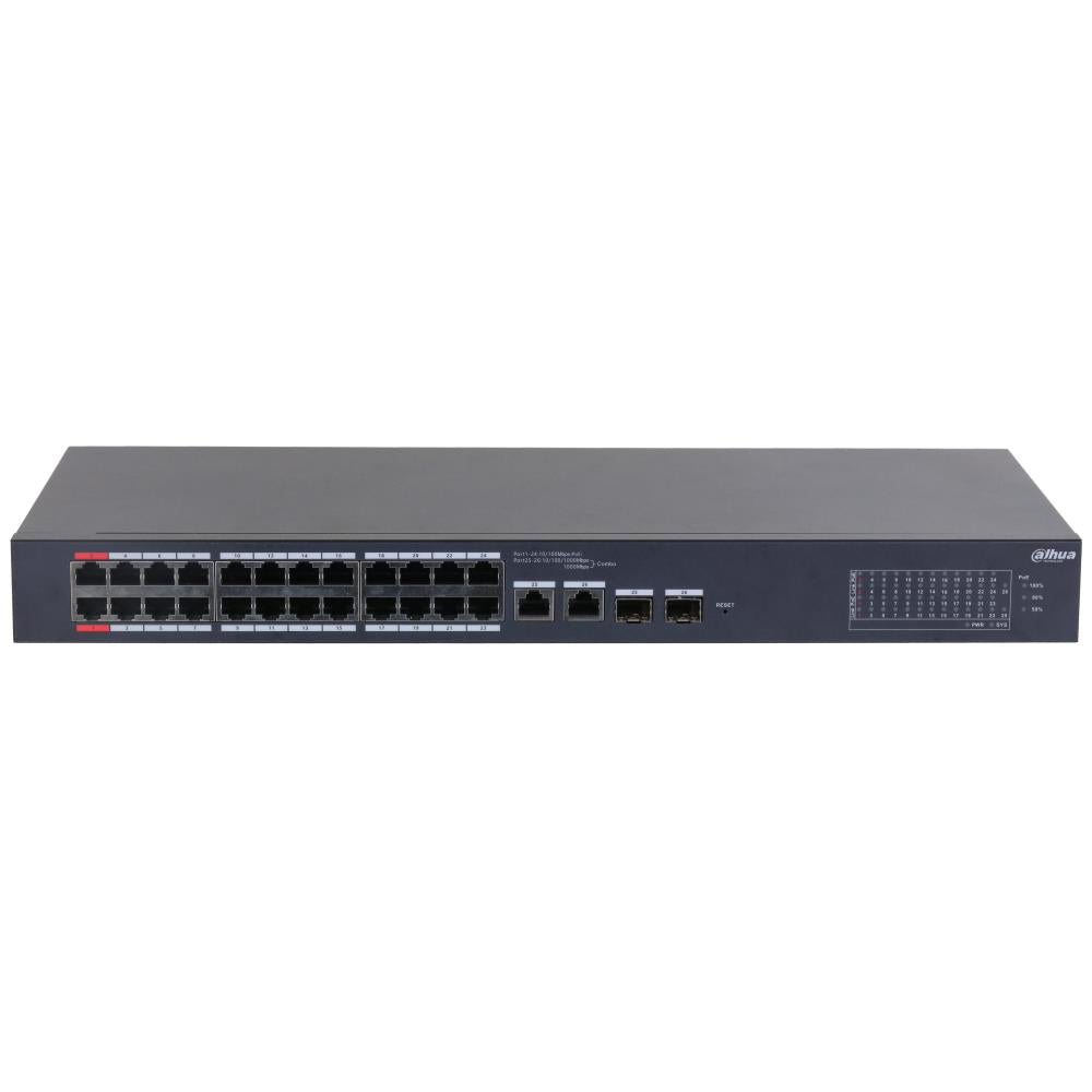 Switch DAHUA CS4226-24ET-240 Desktop/pedestal Rack 1U 24x10Base-T / 100Base-TX 2x10/100/1000BASE-T/SFP combo 2 26 PoE ports 24 240 Watts CS4226-24ET-240