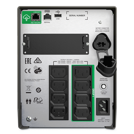 Schneider Electric APC Smart-UPS, Tower, 8x IEC C13 outlets, SmartConnect Port+SmartSlot, AVR, LCD | SMT1000IC | 1000 VA