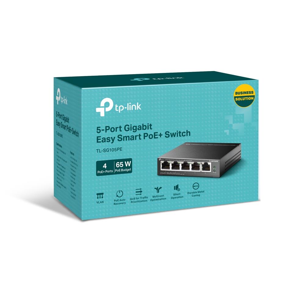 Switch TP-LINK Desktop/pedestal 5x10Base-T / 100Base-TX / 1000Base-T PoE ports 4 TL-SG105PE