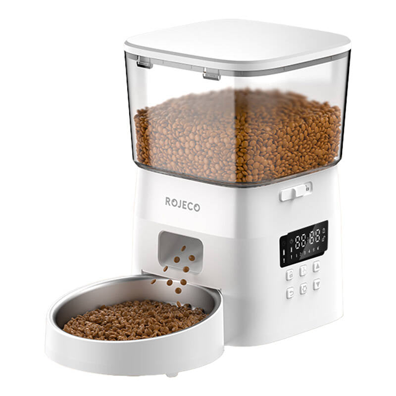 Rojeco 2L Automatic Pet Feeder Button Version (White) - Image 1