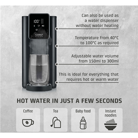 Caso | Turbo Hot Water Dispenser | HW 616 | Water Dispenser | 2600 W | 2.5 L | Plastic/Stainless Steel | Black/Stainless