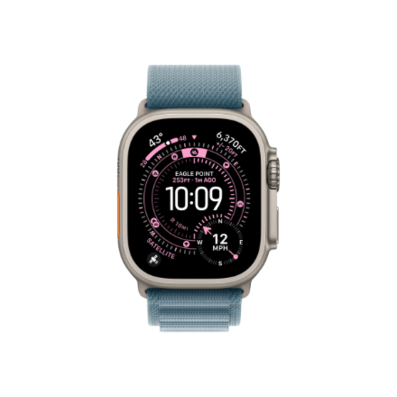 Apple 49mm Light Blue Alpine Loop - Large - Natural Titanium Finish | Apple