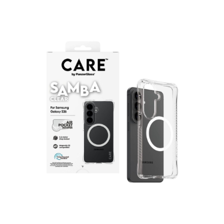 CARE by PanzerGlass Samba Case Transparent w. White Qi Samsung New Galaxy S26 | PanzerGlass