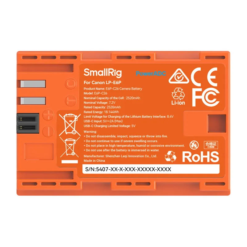 Camera battery SMALLRIG E6P-C26 (orange) - Image 4