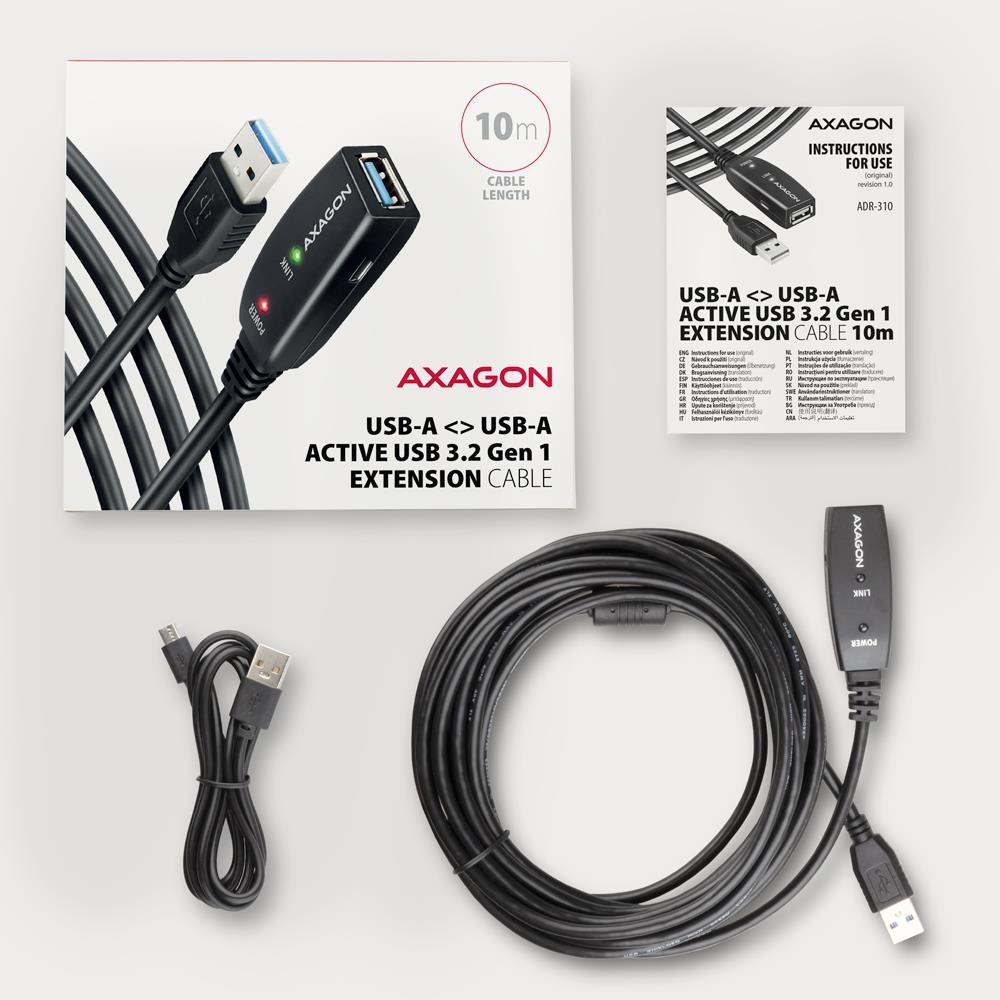 CABLE USB3.2 A-M/A-F ACTIVE/10M ADR-310 AXAGON